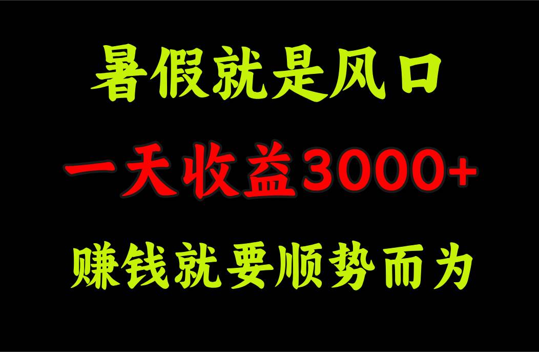 一天收益3000+ 赚钱就是顺势而为，暑假就是风口-91搞钱