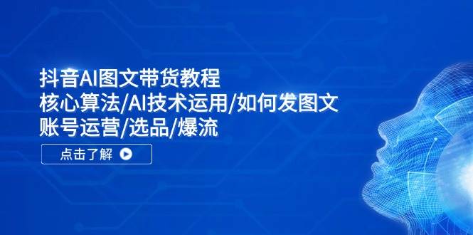 抖音AI图文带货教程：核心算法/AI技术运用/如何发图文/账号运营/选品/爆流-91搞钱