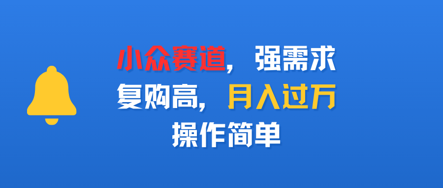 小众赛道，强需求，复购高，月入过万，操作简单-91搞钱