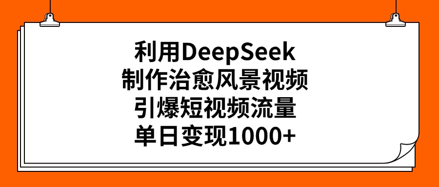 利用DeepSeek制作，治愈风景视频，引爆短视频流量，单日变现1000+-91搞钱