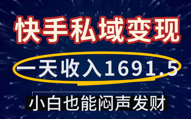 一天收入1691.5,快手私域变现,小白也能闷声发财-91搞钱