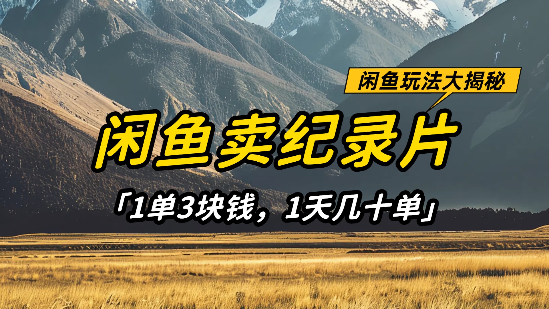 闲鱼卖纪录片1单3块钱,1天几十单,项目稳定有潜力-91搞钱