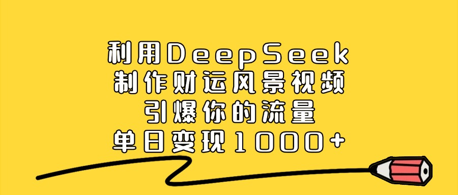 利用DeepSeek制作财运风景视频，做出爆款视频，单日变现1000+-91搞钱